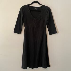 Toad & Co Heathered Black Cotton Blend 3/4 Sleeve Knee Length Dress Women XS